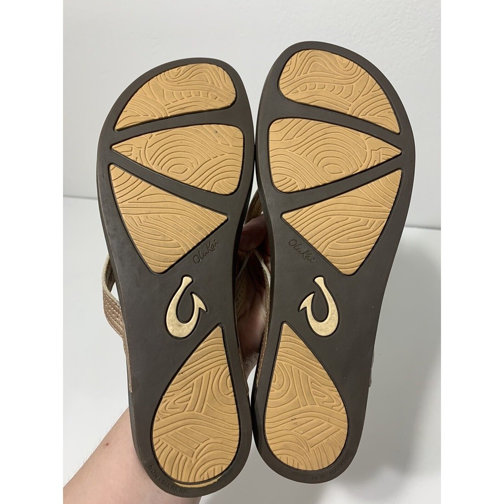 Olukai Women's Aukai Leather Wedge Sandals - Copper/Dark Java Size 10 - Picture 4 of 7
